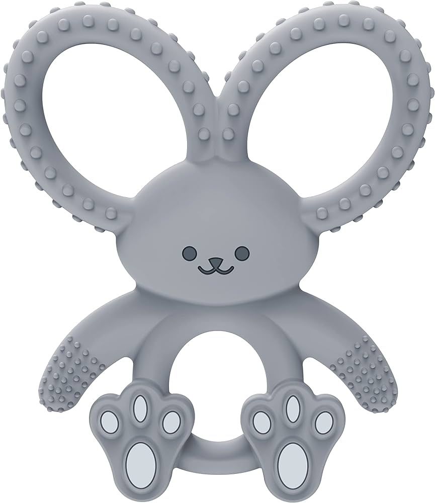 Dr. Brown's Flexees Gray Bunny, Soft 100% Silicone Baby Teether, BPA Free, 3m+ | Amazon (US)