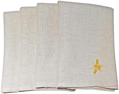 DerF HOME Dinner Napkins 100% Pure Linen Hemstitch Embroidered - 18 x 18 Inch, Handcrafted with F... | Amazon (US)
