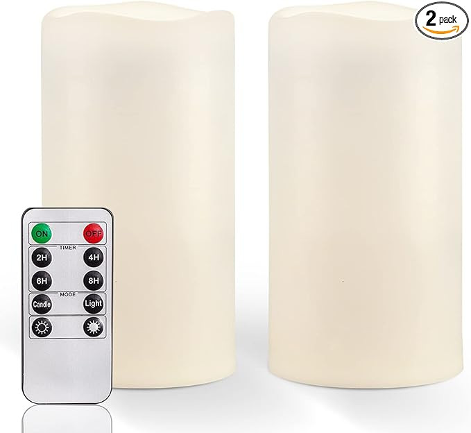 Homemory 6" x 4" Large Waterproof Outdoor Flameless Candles with Remote Control and Timer, Batter... | Amazon (US)