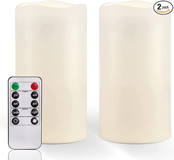 Homemory 6" x 4" Large Waterproof Outdoor Flameless Candles with Remote Control and Timer, Batter... | Amazon (US)