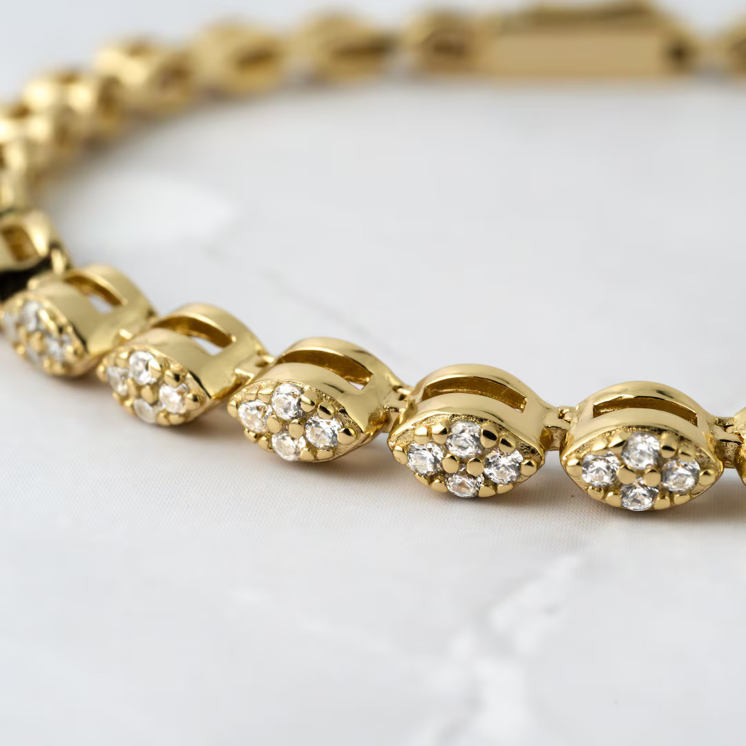 Tennis Bracelet, Gold Tennis Bracelet, Cubic Zirconia Tennis Bracelet, Dainty Bracelet, Diamond B... | Etsy (US)