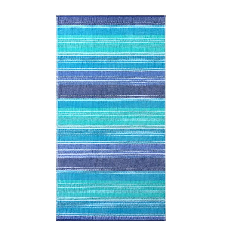 Better Homes & Gardens Cotton-Blend Beach Towel, 72 x 38 in, Blue Stripe | Walmart (US)