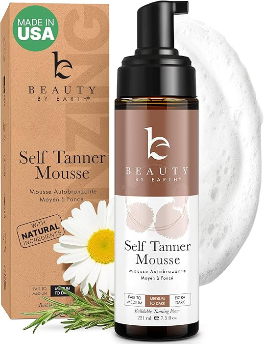 Self Tanner Mousse - USA Made with Natural & Organic Ingredients, Self Tanning Mousse for Dark Fa... | Amazon (US)