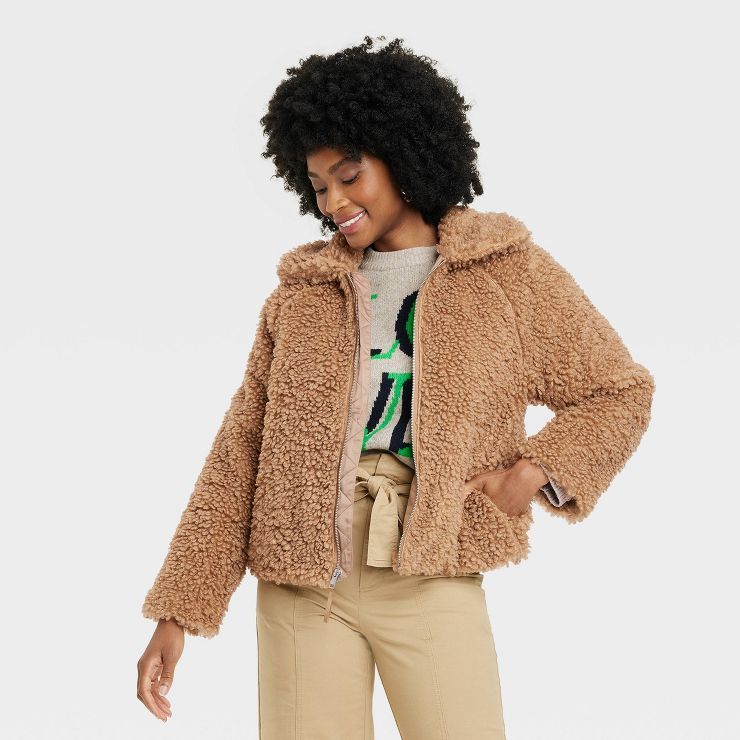 Women's Faux Fur Bomber Jacket - A New Day™ | Target