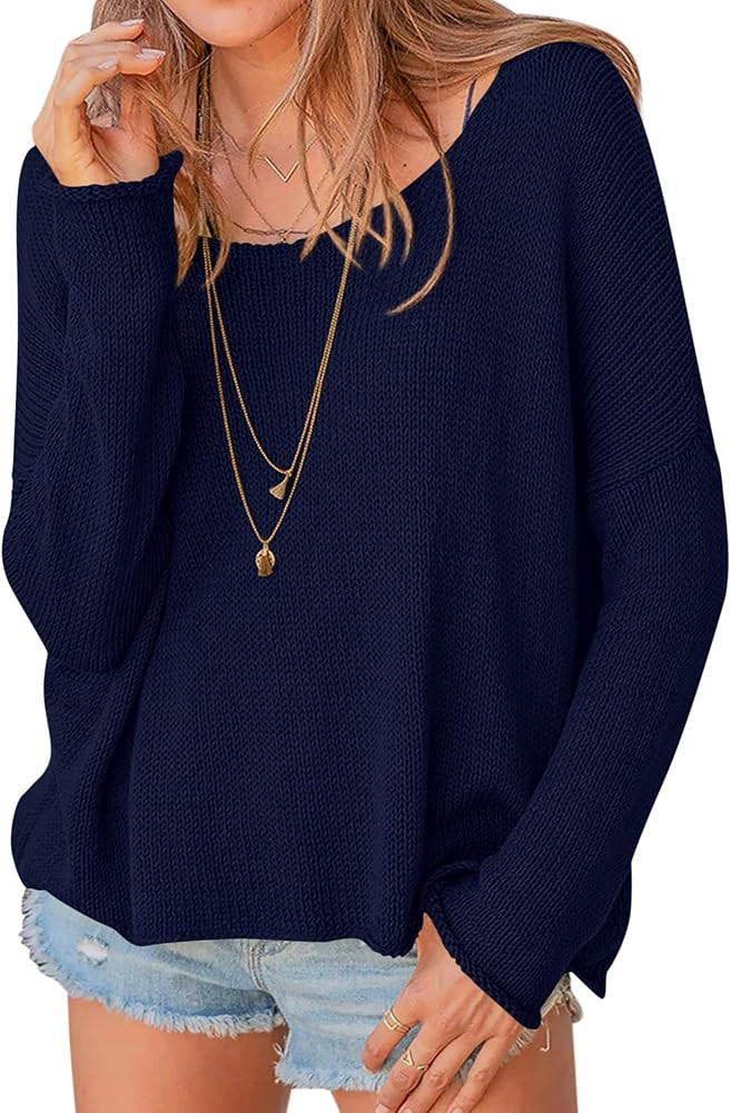 PRETTYGARDEN Women Long Sleeve Scoop Neck Oversized Sweaters | Amazon (US)