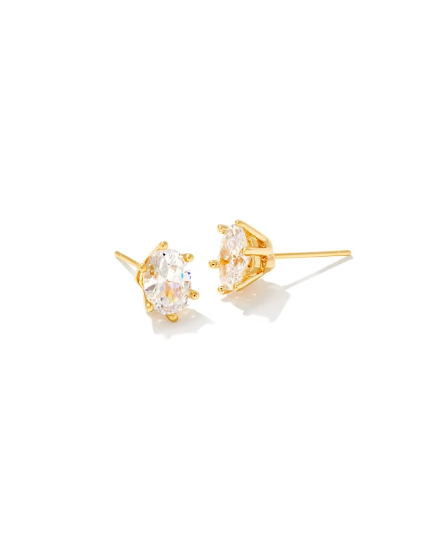 Cailin Gold Crystal Stud Earrings in White Crystal | Kendra Scott | Kendra Scott