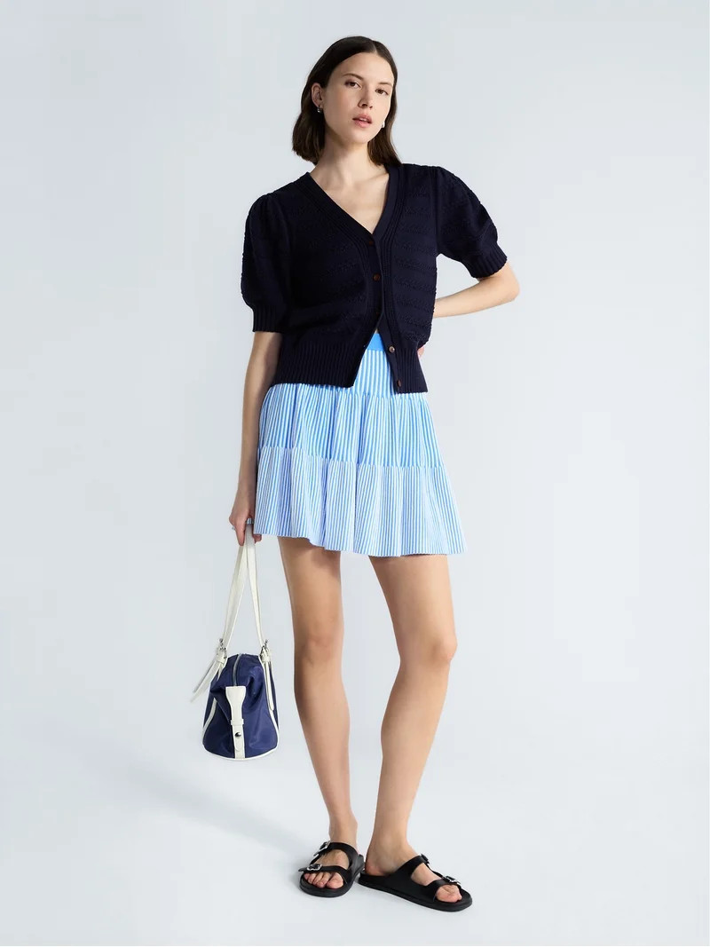 Free Assembly Women's and Women's Plus Ribbed Stitch Tiered Mini Skirt. Sizes XS-4X | Walmart (US)