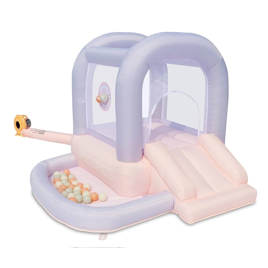 Bounceland Mini Bouncer Cotton Candy with Ball Pit, 6ft L x 6ft W x 4.6ft H inflated Size, UL Blo... | Amazon (US)