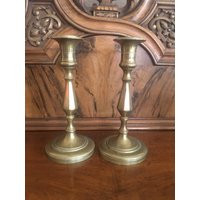 Candlesticks Brass-Heavy Brass Candlesticks-Vintage Hollywood Regency Boho Solid Candleholders-Mid Century -Wedding Décor | Etsy (US)