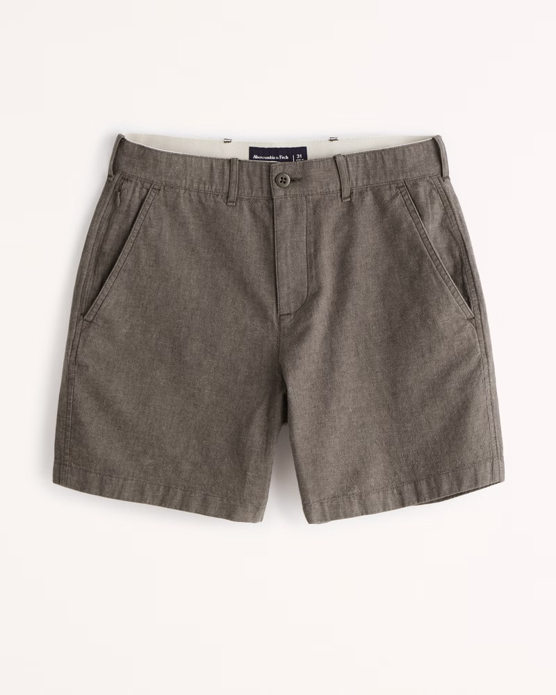 7 Inch Linen-Blend Plainfront Short | Abercrombie & Fitch (US)