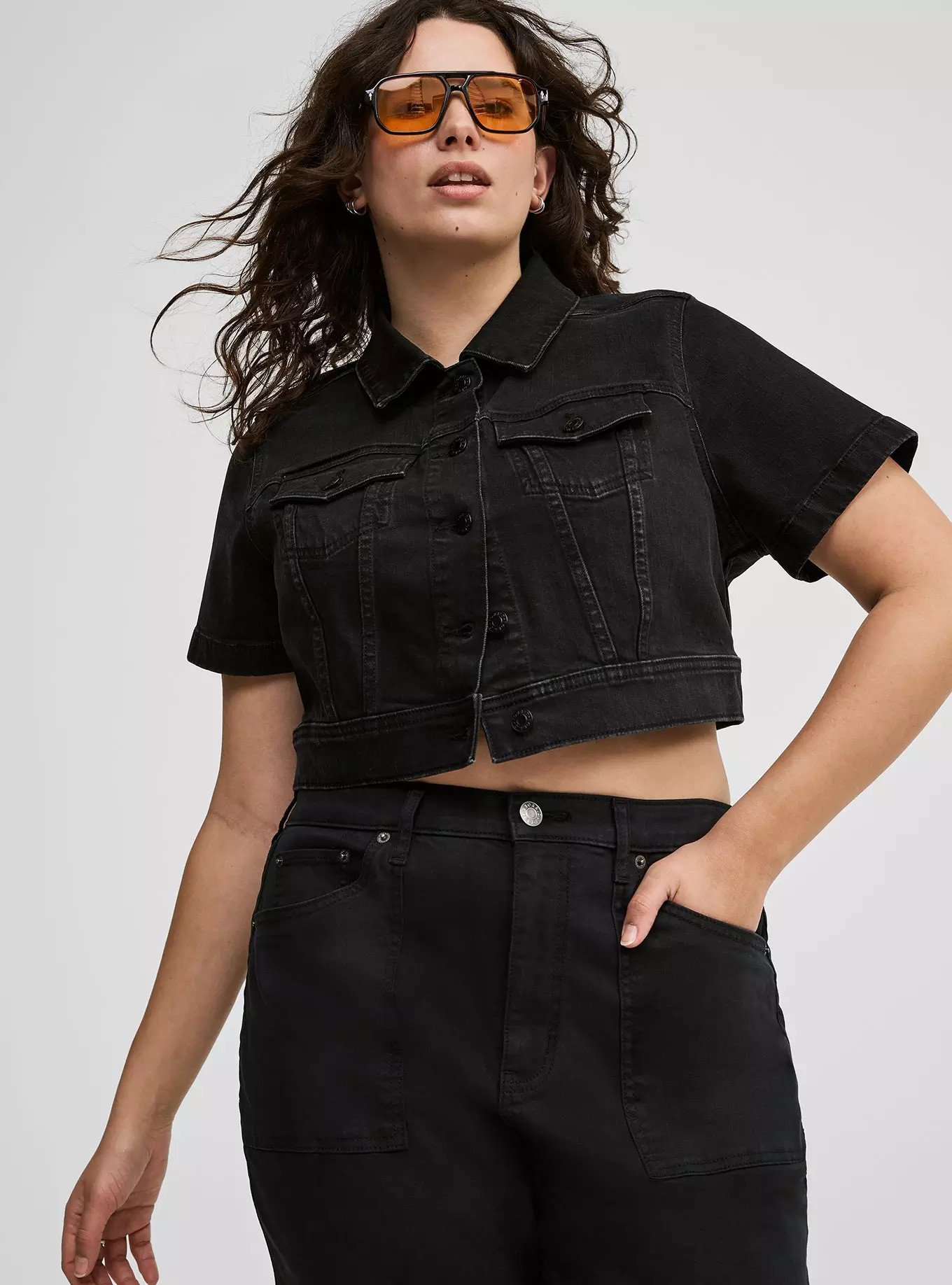 Short Sleeve Cropped Trucker Jacket | Torrid (US & Canada)
