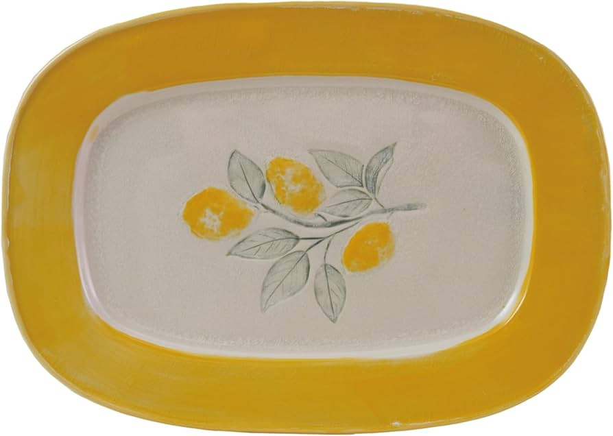 Creative Co-Op Stoneware Plate with Lemons, Yellow (Each One Will Vary) | Amazon (US)