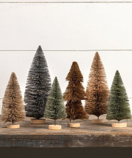 Ragon House | Brown & Green Bottle Brush Tree Décor - Set of Six | Zulily