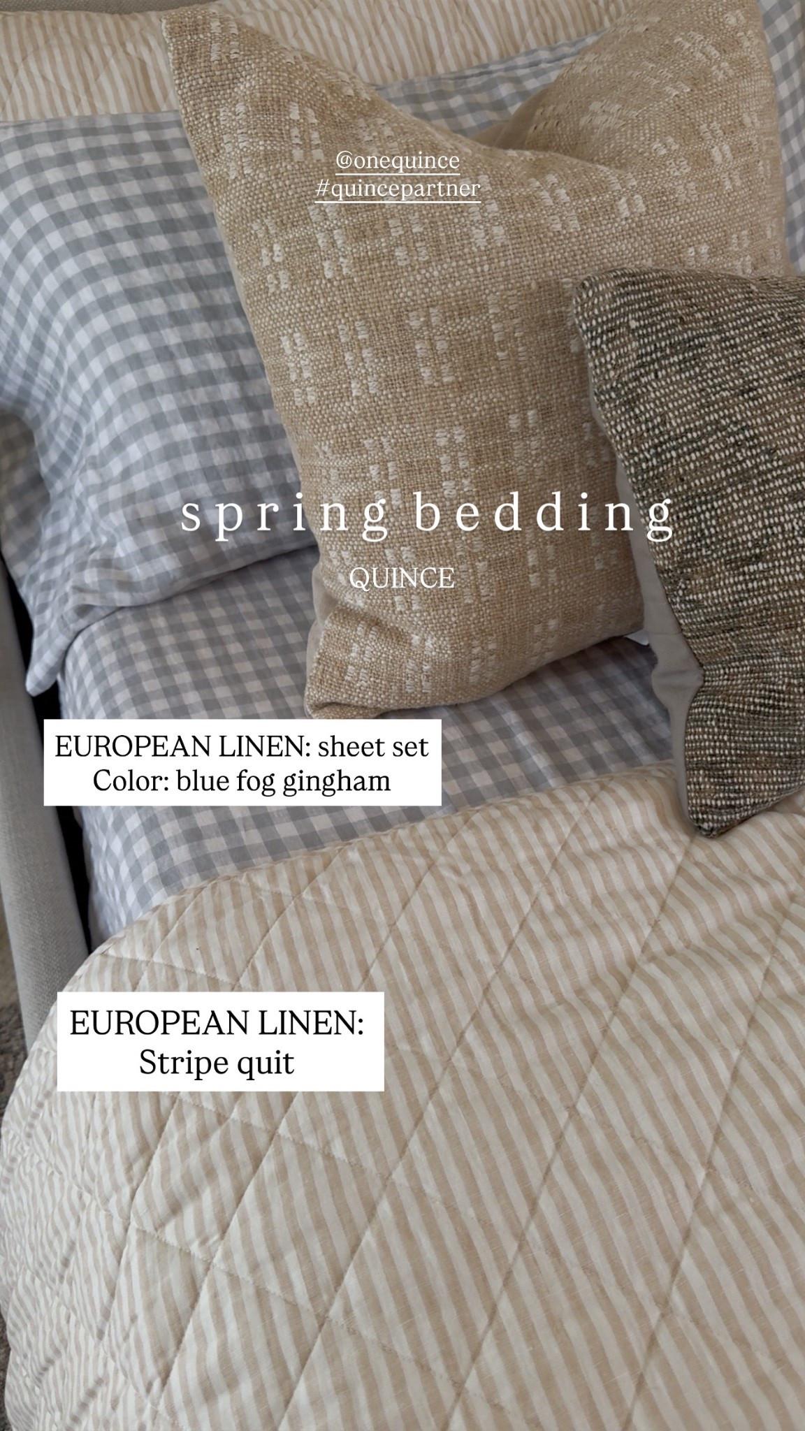 this was my spring bedding last year from @Quince and I still love it just as much going into this season. The gingham is so pretty and feels especially fresh for spring and summer without being too much.

Their linen quilt is incredibly soft and lightweight, which I always look for this time of year, and I love how it layers with the sheets. Mixing the stripes with the gingham is one of those combinations that just works and instantly makes the bed feel more put together.

I’ve found that simply switching out bedding can completely change how a bedroom feels, and this is still one I come back to.

#quincepartner

#LTKHome #LTKSaleAlert