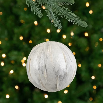 Northlight Glitter Marbled Christmas Ball Ornament - 4.25" - White | Target