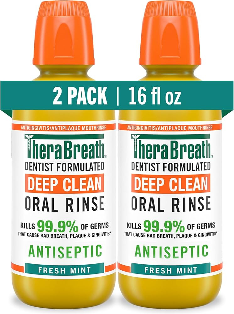 TheraBreath Deep Clean Mouthwash, Antiseptic Benefits, Fresh Mint Flavor, Dentist Formulated, Alc... | Amazon (US)