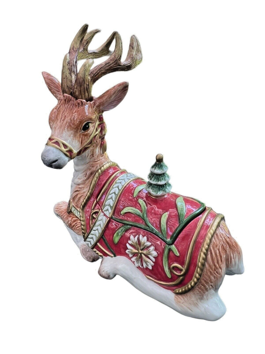 Fitz & Floyd Winter Holiday Santa Deer Reindeer Lidded Box 19/2180 Christmas | eBay US