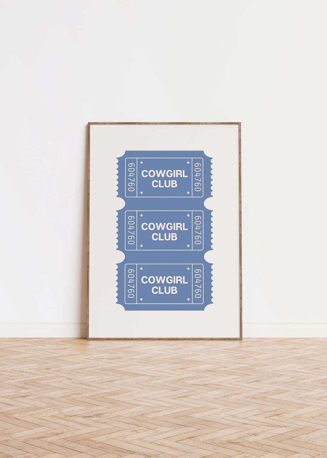 Blue Cowgirl Club Ticket Print, Admission Ticket, Preppy Apartment Prints, Cowgirl Prints, Girly ... | Etsy (US)