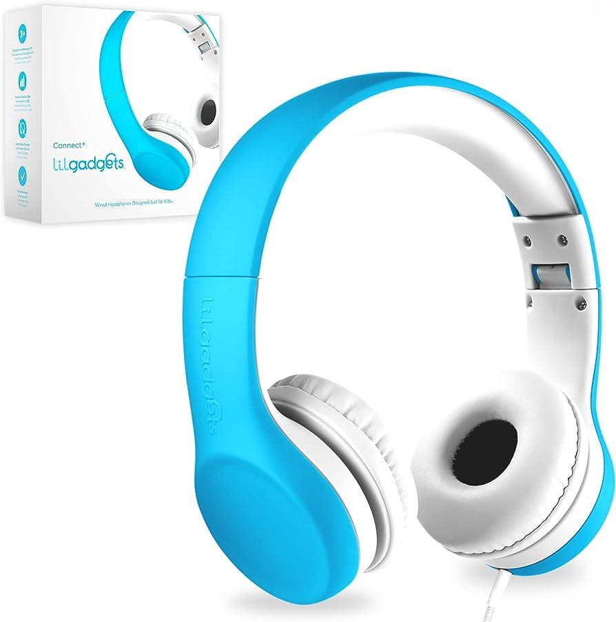 LilGadgets Connect+ Kids Noise Cancelling Wired Headphones with Microphone (Blue), Volume Limitin... | Amazon (US)