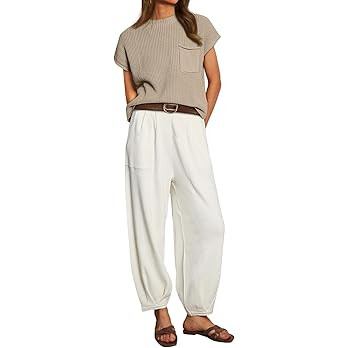 LILLUSORY 2 Piece Outfits For Women Trendy Lounge Sets Cozy Knit Sweater Short Sleeve Fashion Lou... | Amazon (US)