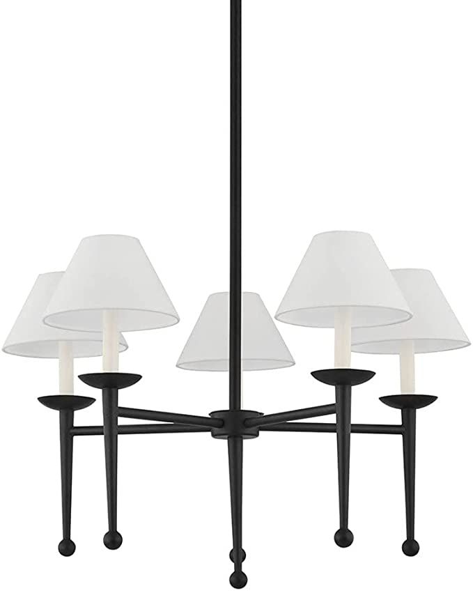 Troy Lighting F1205-FOR London - 5 Light Chandelier, Forged Iron Finish with White Linen Shade | Amazon (US)