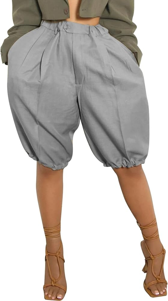 Unybwonn Bermuda Shorts for Women Baggy Knee Length Elastic Waist Jorts High Waisted Wide Leg Y2k... | Amazon (US)