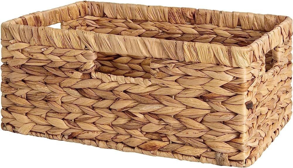 StorageWorks Large Rectangular Wicker Basket, Water Hyacinth Storage Basket with Built-in Handles... | Amazon (US)