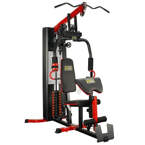 Fitvids Multifunctional Home Gym Equipment with 122.5 lbs Weight Stack, Full Body Workout Weight Machine, All in One Exercise Equipment with Pulley System for Home Gym Strength Training, Black | Amazon (US)