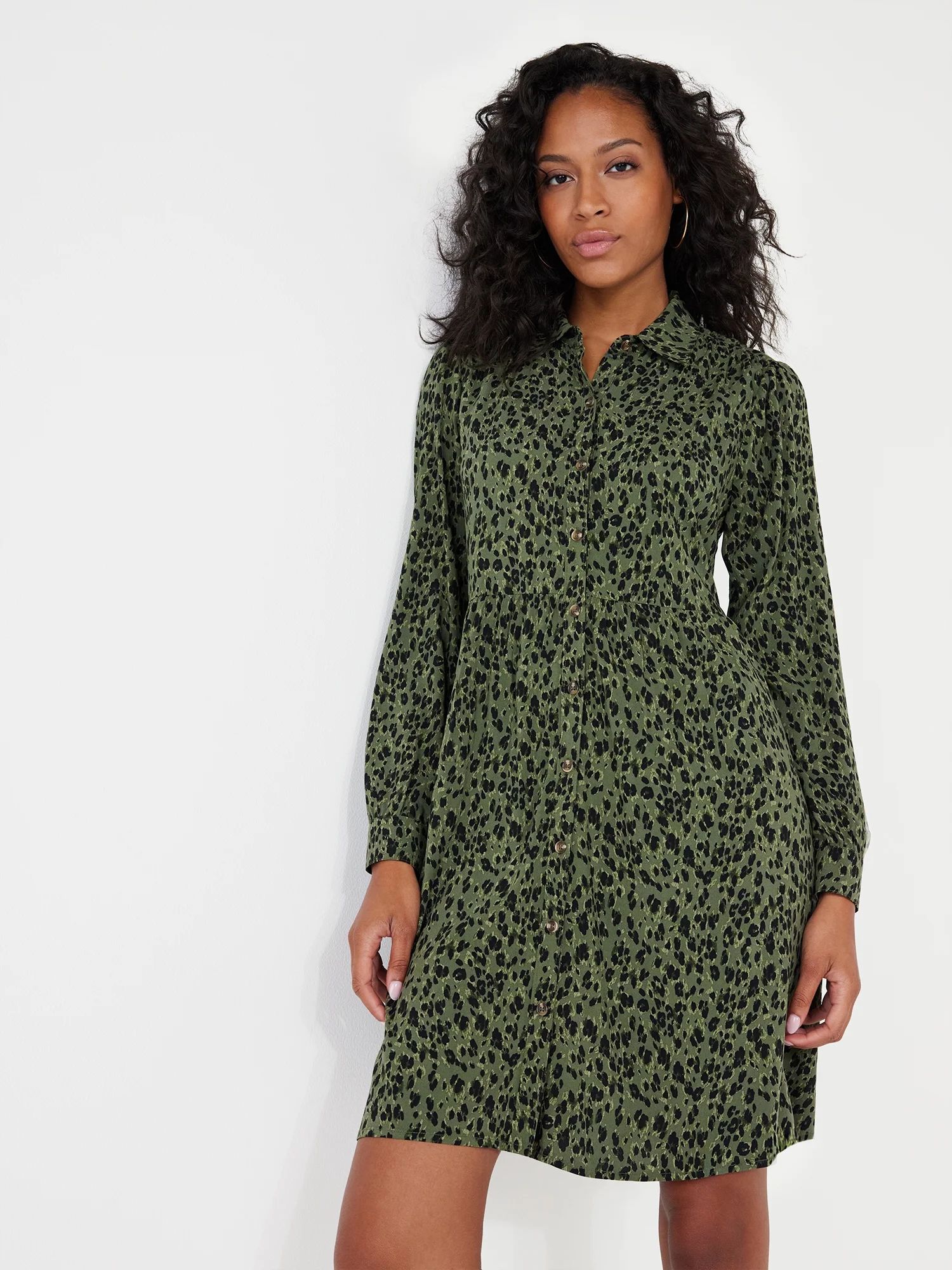 Time and Tru Women's Long Sleeve Shirtdress - Walmart.com | Walmart (US)