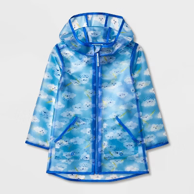 Toddler Cloud Printed Clear Rain Coat - Cat & Jack™ Blue | Target