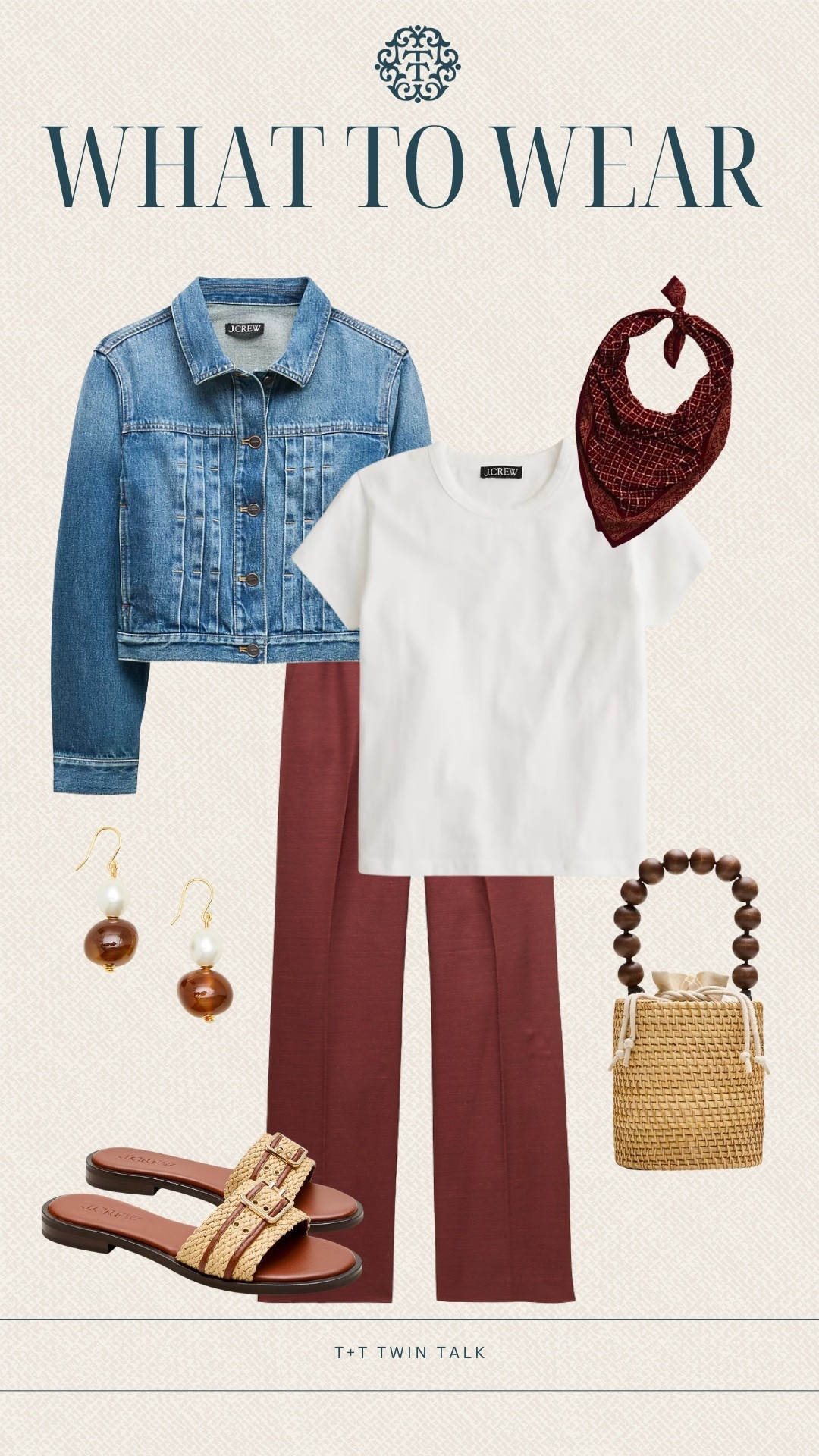 T+T, what to wear! These pants from J. Crew are such a fun and unique pick! We paired them with a simple white t shirt and raffia accessories to keep the outfit simple and chic!

#LTKSeasonal #LTKOver40 #LTKMidsize