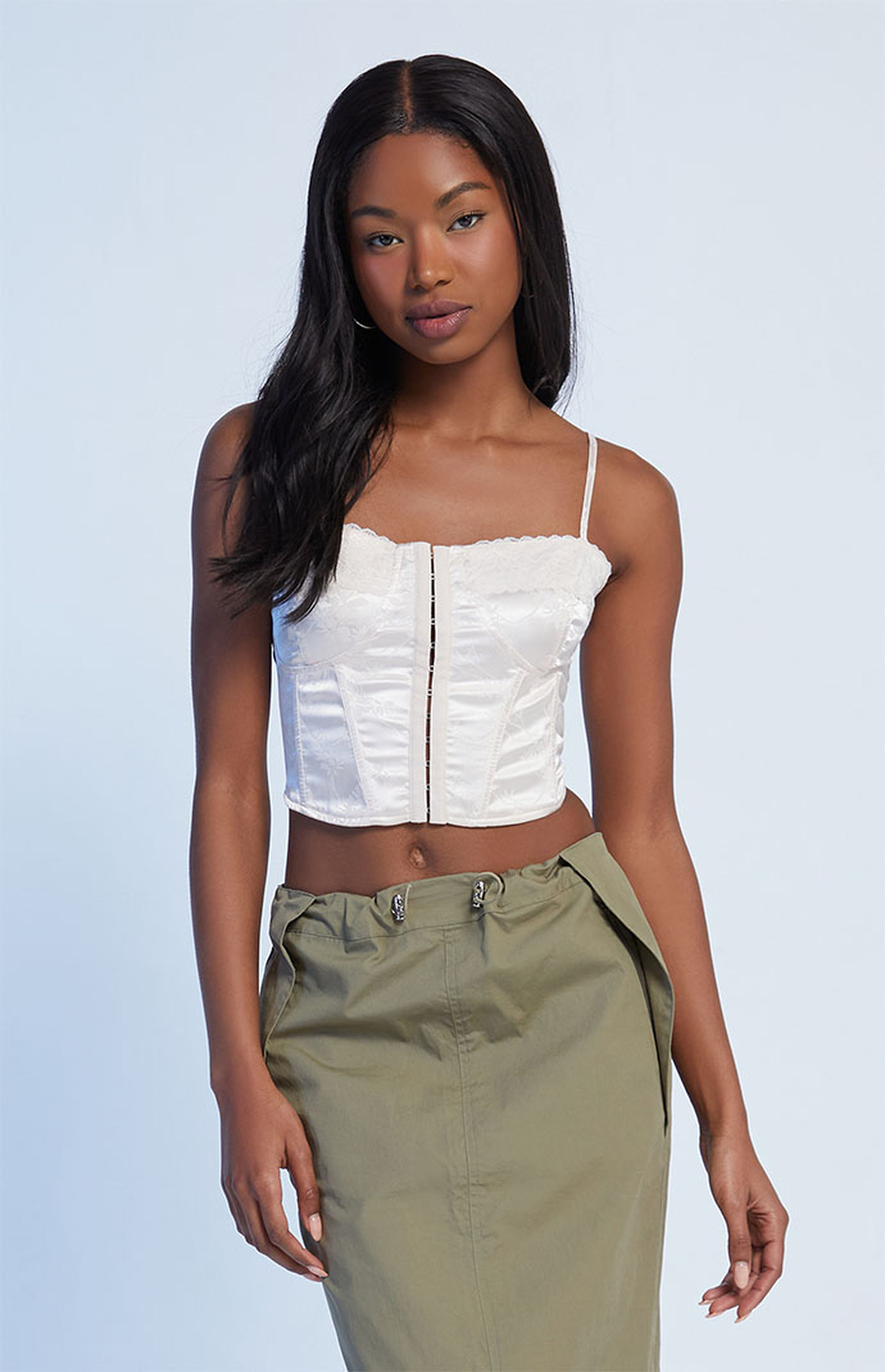 LA Hearts Satin Lace Corset Top | PacSun