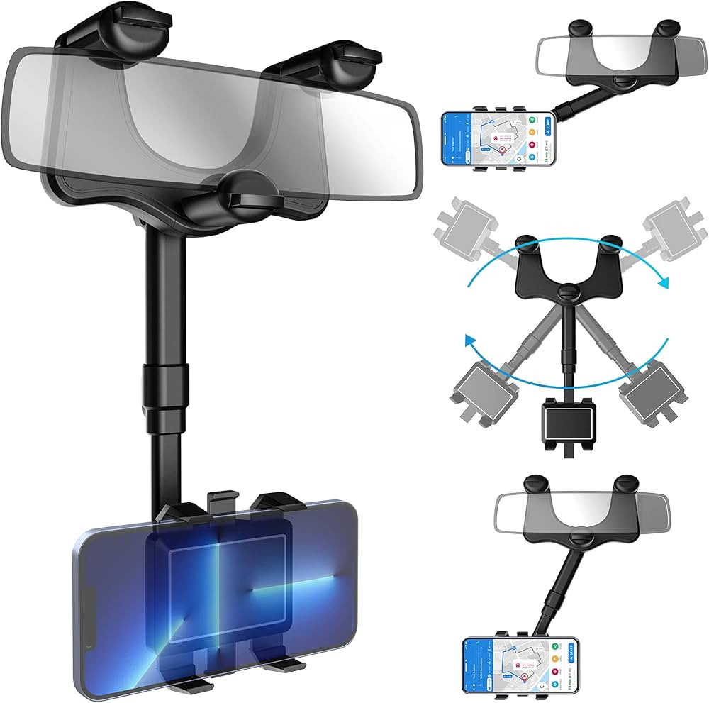 SXhyf Rear View Mirror Phone Holder, 2023 Rotatable and Retractable, Universal Mount, Cell Car Fi... | Amazon (US)
