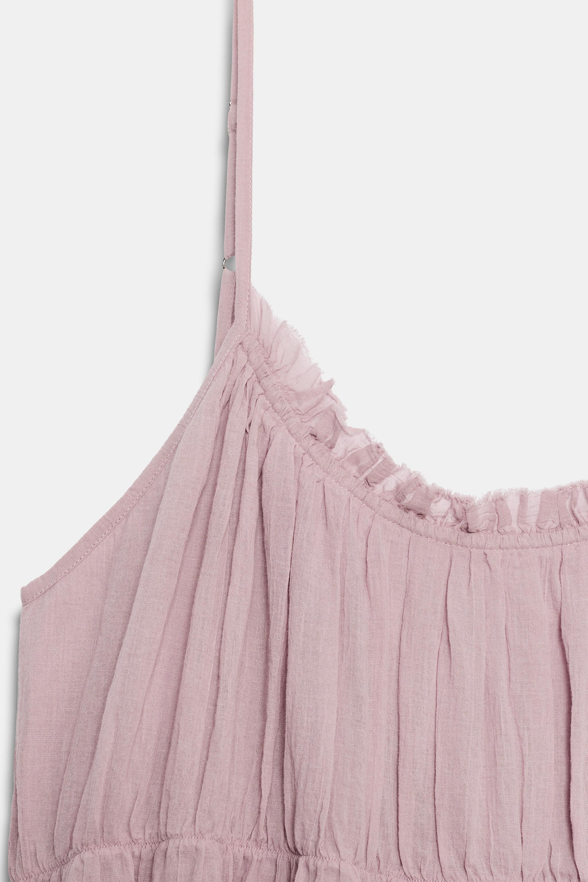 LONG GAUZE DRESS WITH RUFFLES | Zara UK