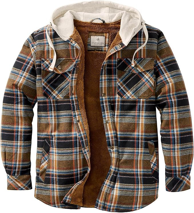 Legendary Whitetails Men's Camp Night Berber Lined Hooded Flannel Shirt Jacket | Amazon (US)