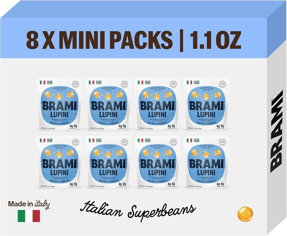 Brami Lupini Beans Snack, Sea Salt & Vinegar | 7g Plant Protein, 0g Net Carbs | Vegan, Vegetarian... | Amazon (US)