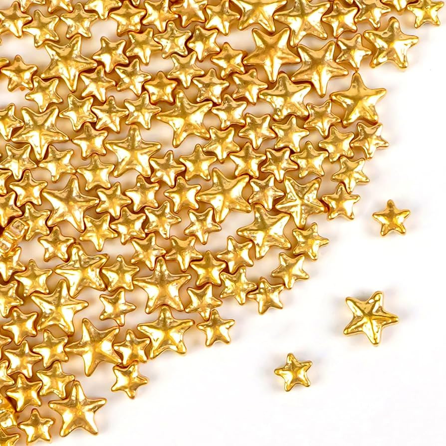 Christmas Gold Star Sprinkles for Cake Decorating, Edible Star Sugar Candy, Mix Size, Baking For ... | Amazon (US)