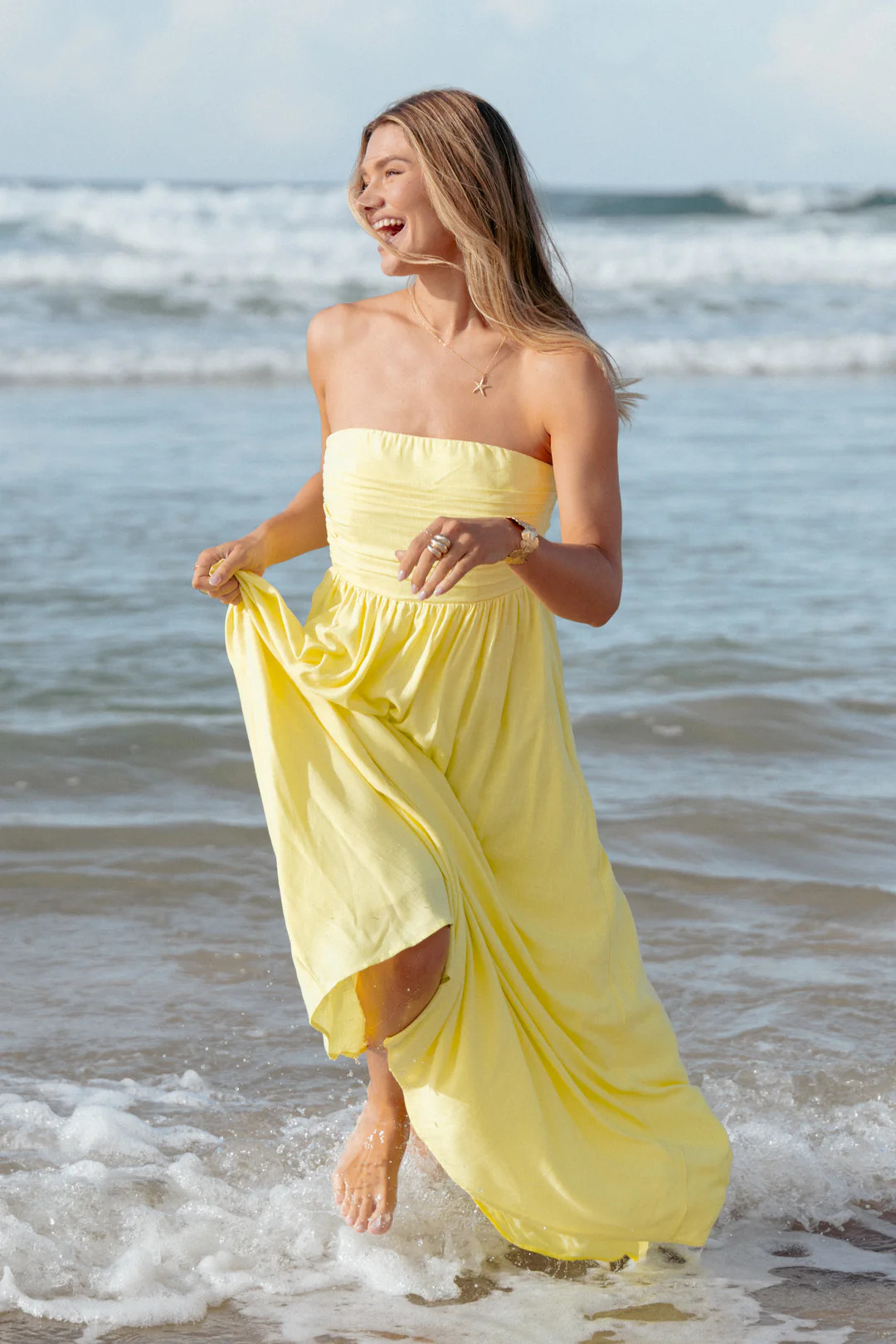 Kayt Strapless Dress - Butter Yellow | Petal & Pup (US)