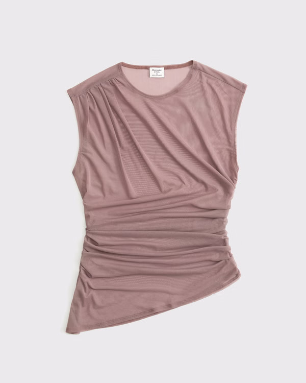 Draped Mesh Top | Abercrombie & Fitch (US)