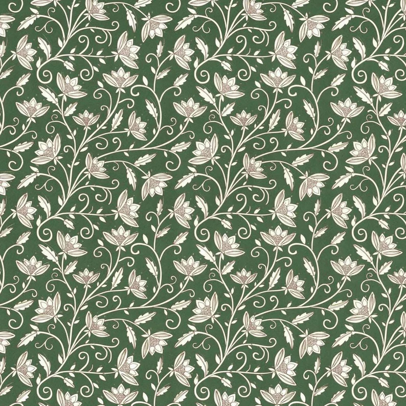 2 Sheets Green Floral Florentine Print Italian Paper ~ Rossi Italy IPR306GR x2 | Etsy (US)