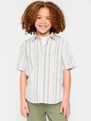 Short-Sleeve Striped Pocket Oxford Shirt for Boys | Old Navy (US)