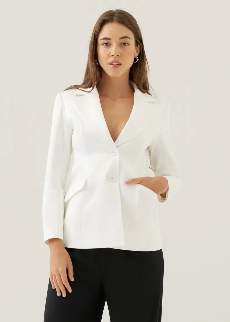 Cosima Padded Satin Peplum Blazer | Love, Bonito USA