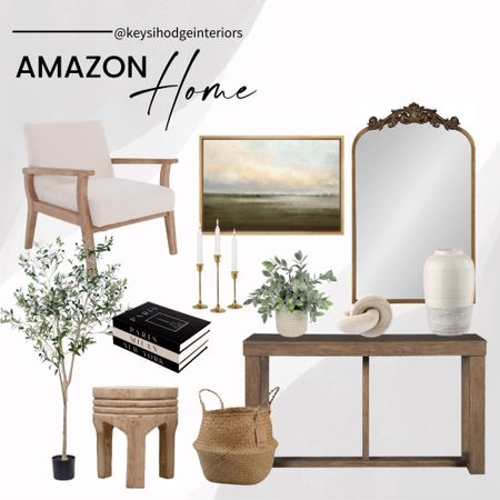 Amazon home finds, neutral home decor, neutral accent chair, vintage gold mirror, wood console table, rattan decor, rattan basket, footstool, gold candle holders, decorative books, amazon home decor, amazon home furniture 

#LTKFind #LTKhome