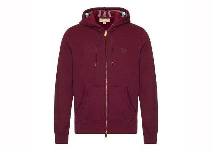 Men's Burberry Fleece Lined Hooded Jacket in Burgundy | StockX