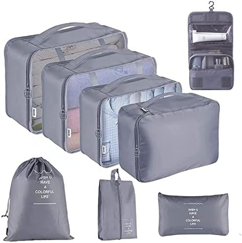 8 Set Travel Packing Cubes, YOLOK Luggage Organizers with Hanging Toiletry Bag, Multi-Functional ... | Amazon (CA)