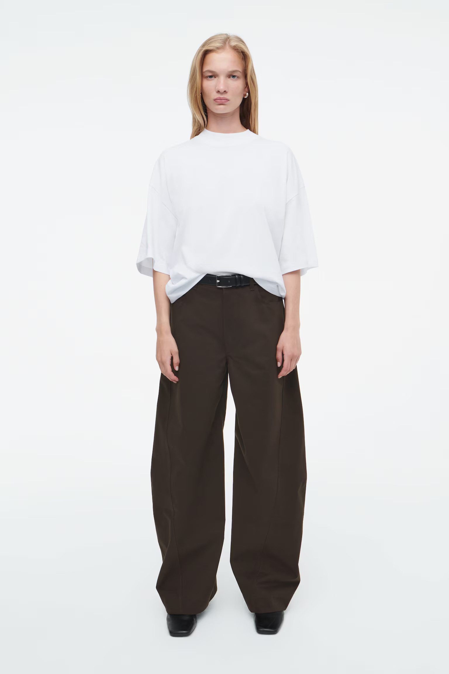 DECONSTRUCTED COTTON BARREL-LEG PANTS - DARK BROWN | COS (AU)