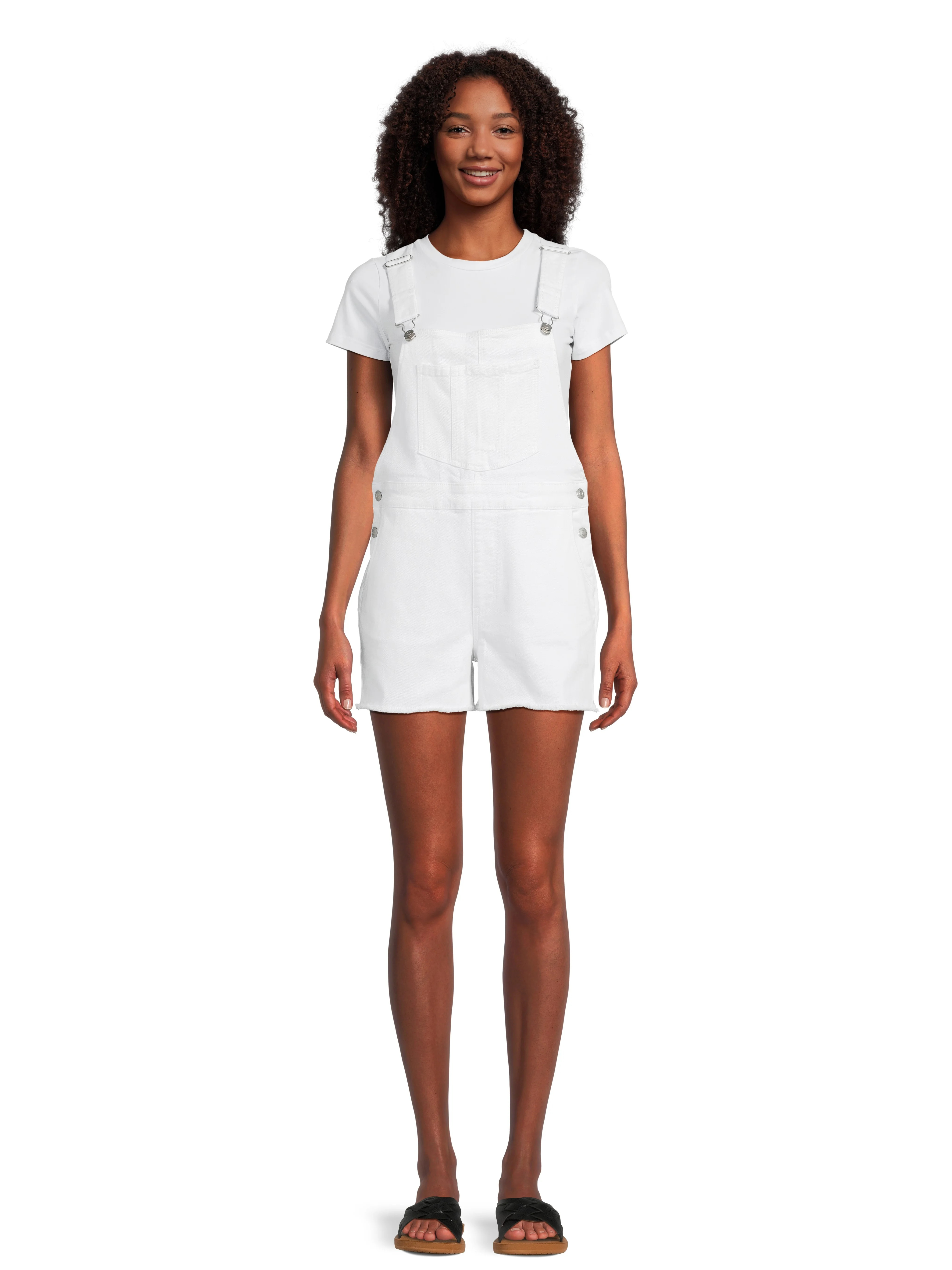 No Boundaries Relaxed Boyfriend Shortalls, 3.5" Inseam, Women's and Women's Plus | Walmart (US)