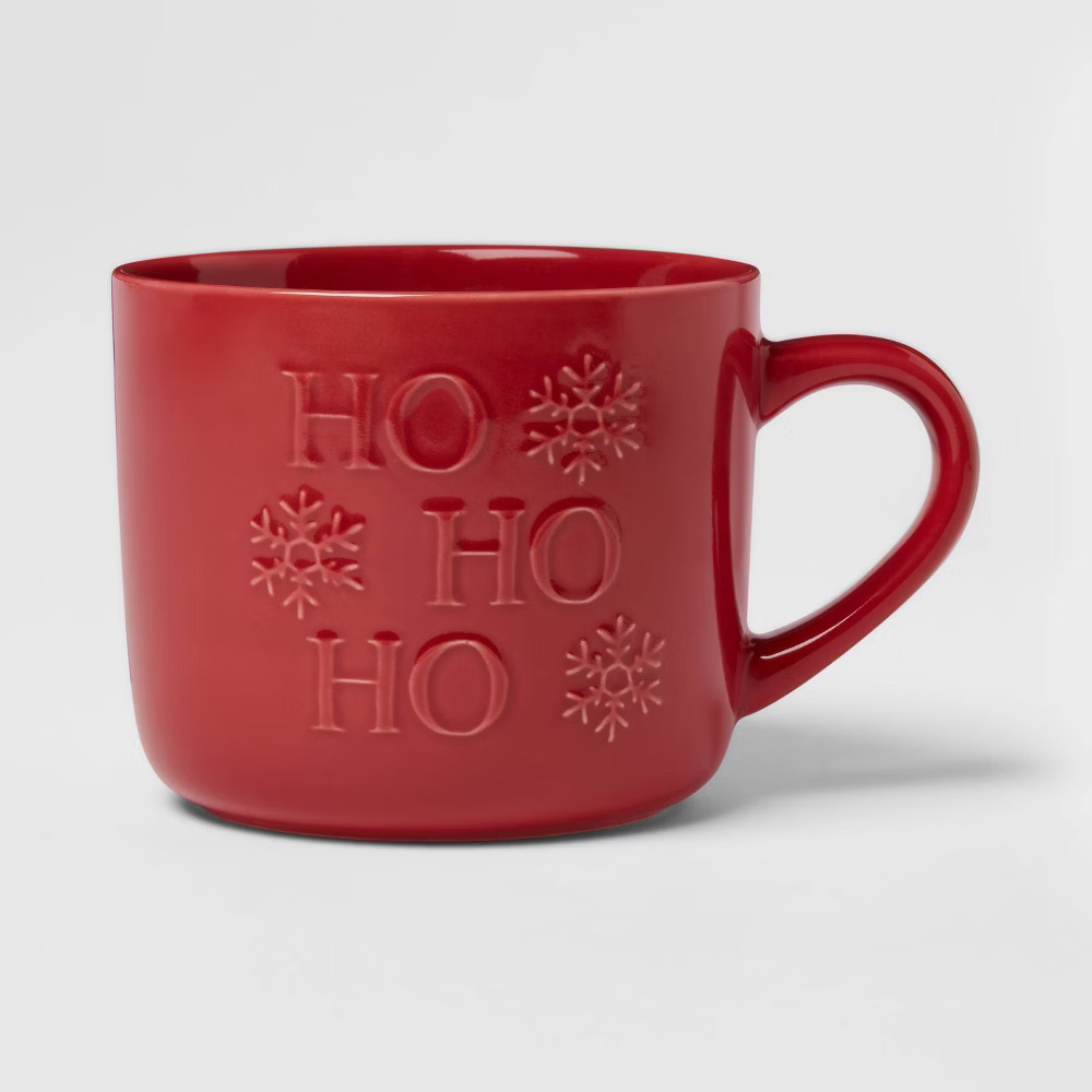 16oz Stoneware Ho Ho Ho Mug Blue - Threshold | Target