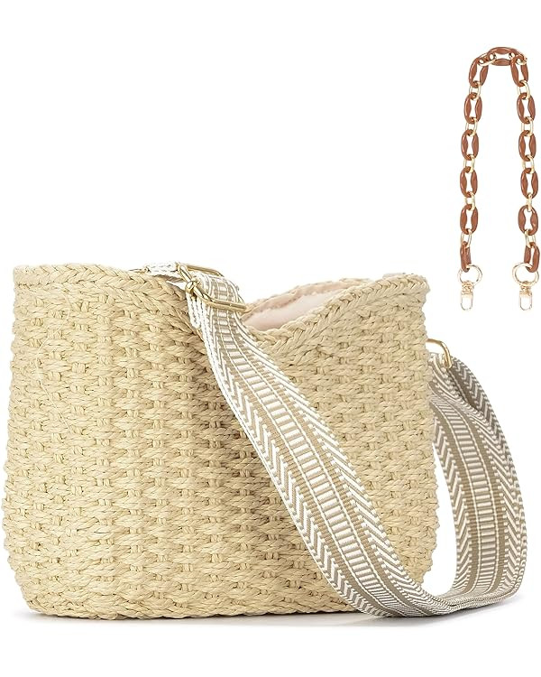 Herald Small Handmade Straw Pocketbook Crossbody Bag for Women, Summer Chic Woven Handbag Shoulde... | Amazon (US)