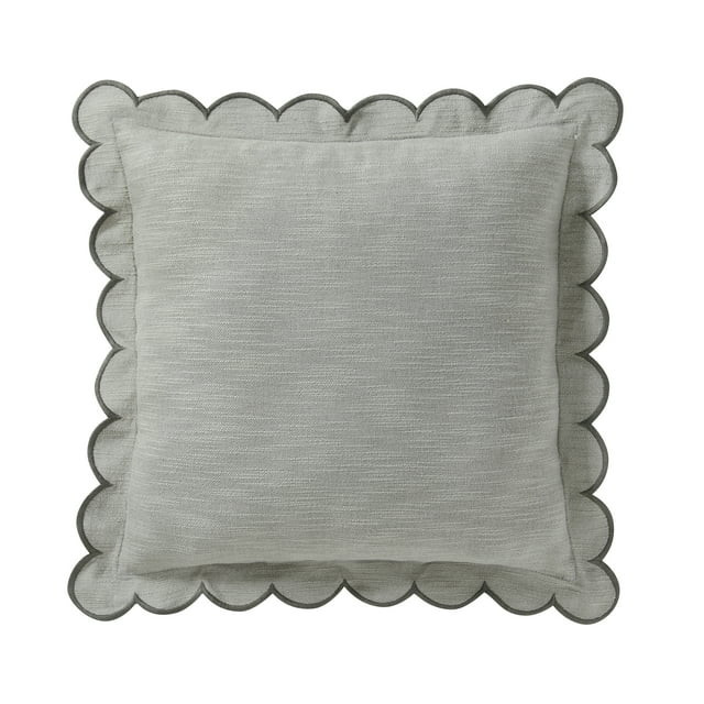 Home Decor Collection 19" x 19" Sage Green Scallop Flange Cotton-Rich Decorate Pillow | Walmart (US)
